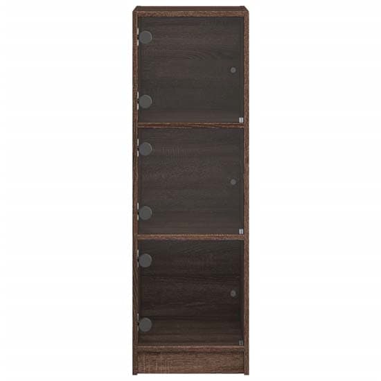 Avila Wooden Highboard With 3 Glass Doors In Brown Oak_5