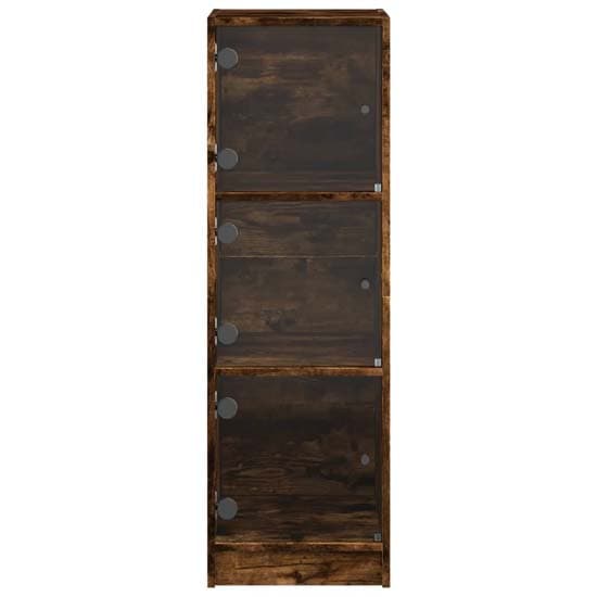 Avila Wooden Highboard With 3 Glass Doors In Smoked Oak_5