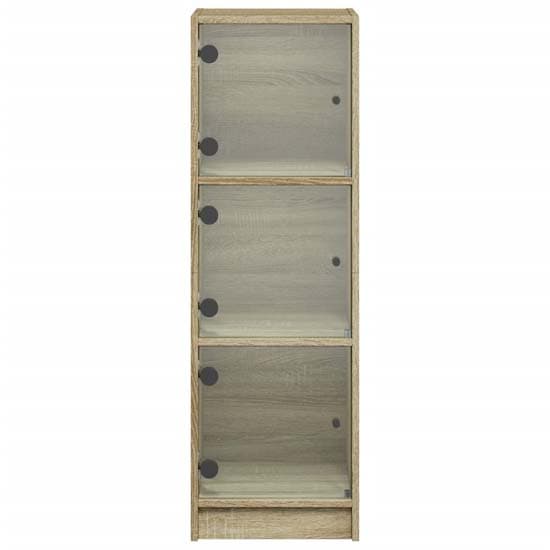 Avila Wooden Highboard With 3 Glass Doors In Sonoma Oak_5