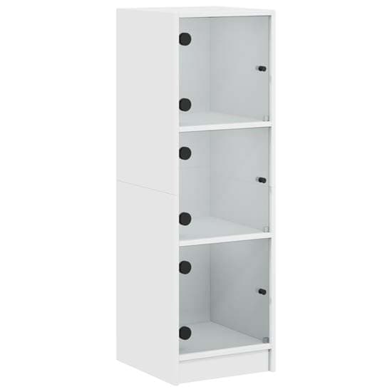 Avila Wooden Highboard With 3 Glass Doors In White_2