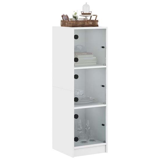 Avila Wooden Highboard With 3 Glass Doors In White_3
