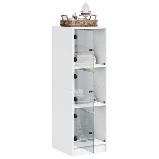Avila Wooden Highboard With 3 Glass Doors In White_4