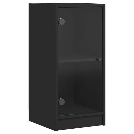 Avila Wooden Side Cabinet With 1 Glass Door In Black_2