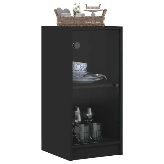 Avila Wooden Side Cabinet With 1 Glass Door In Black_3