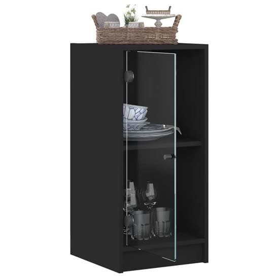 Avila Wooden Side Cabinet With 1 Glass Door In Black_4