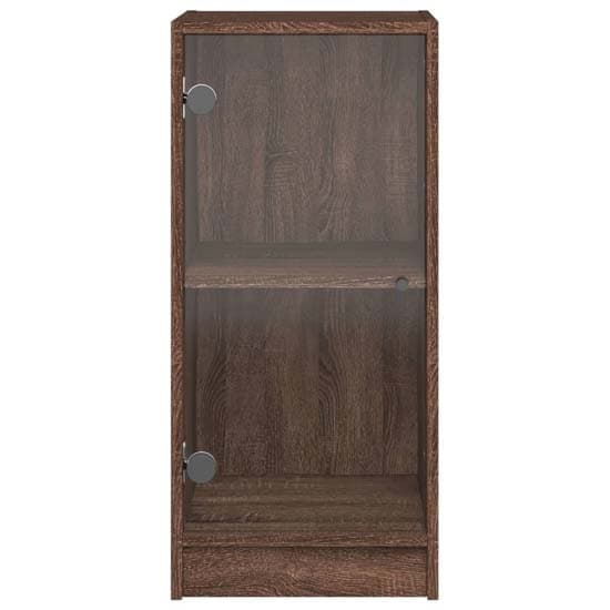 Avila Wooden Side Cabinet With 1 Glass Door In Brown Oak_5