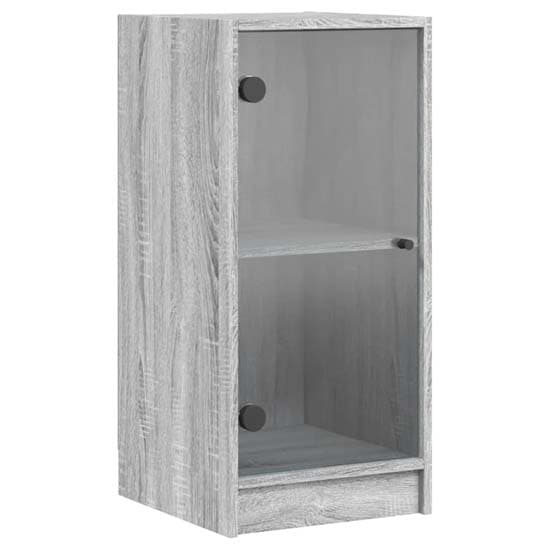 Avila Wooden Side Cabinet With 1 Glass Door In Grey Sonoma Oak_2