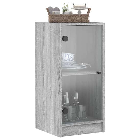 Avila Wooden Side Cabinet With 1 Glass Door In Grey Sonoma Oak_3