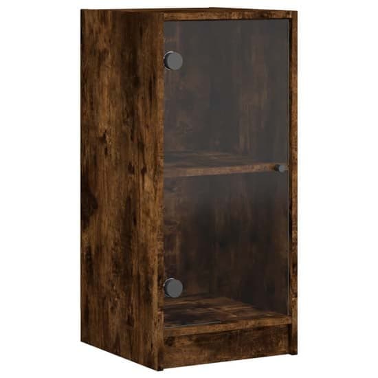Avila Wooden Side Cabinet With 1 Glass Door In Smoked Oak_2