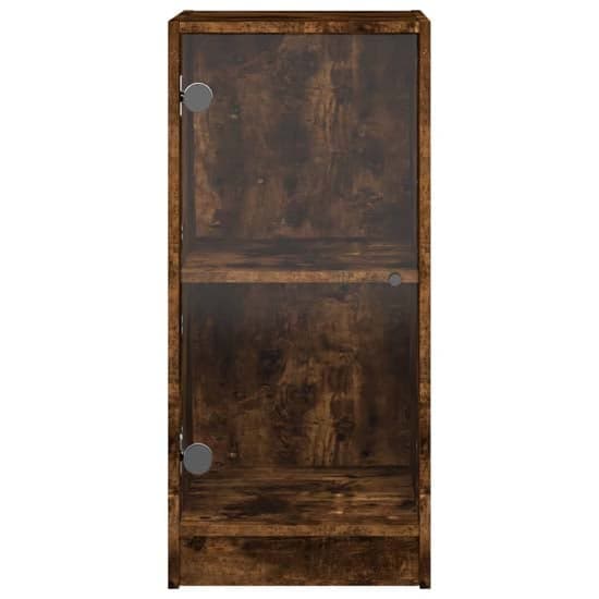Avila Wooden Side Cabinet With 1 Glass Door In Smoked Oak_5