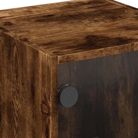 Avila Wooden Side Cabinet With 1 Glass Door In Smoked Oak_7