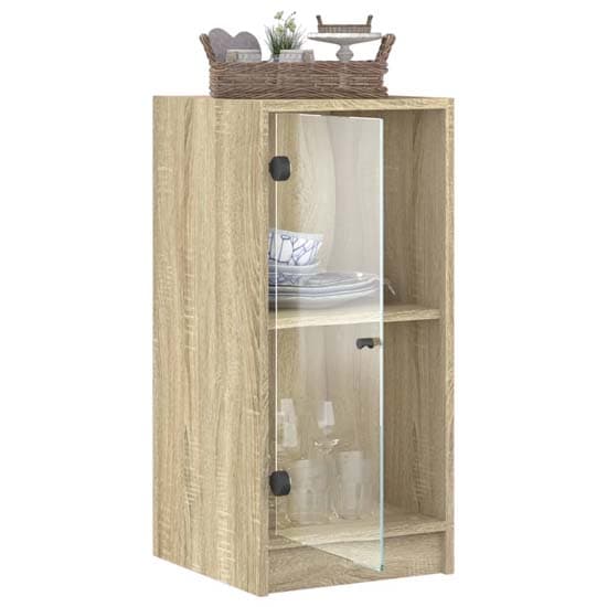 Avila Wooden Side Cabinet With 1 Glass Door In Sonoma Oak_4