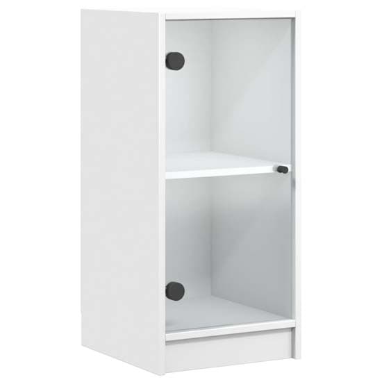 Avila Wooden Side Cabinet With 1 Glass Door In White_2