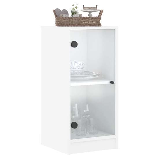 Avila Wooden Side Cabinet With 1 Glass Door In White_3