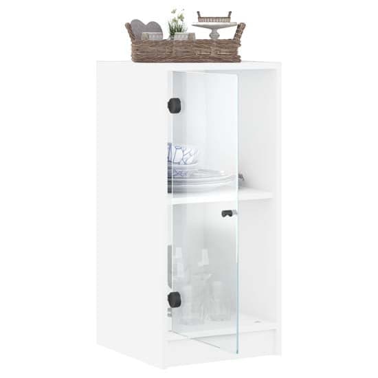 Avila Wooden Side Cabinet With 1 Glass Door In White_4