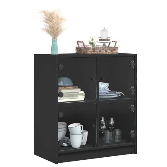 Avila Wooden Side Cabinet With 4 Glass Doors In Black_2