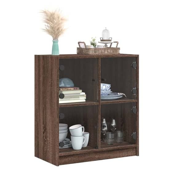Avila Wooden Side Cabinet With 4 Glass Doors In Brown Oak_2