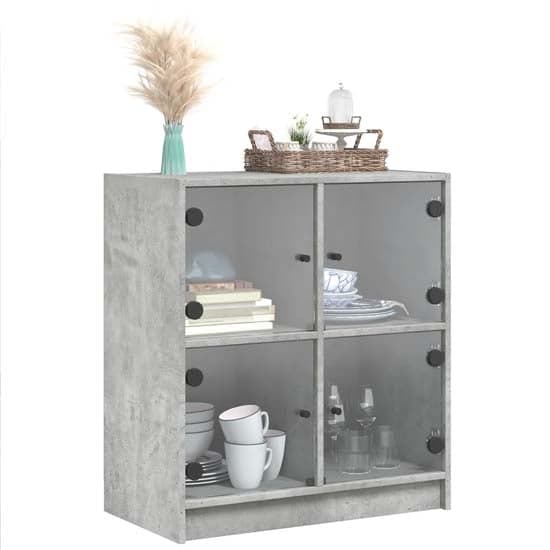 Avila Wooden Side Cabinet With 4 Glass Doors In Concrete Effect_2