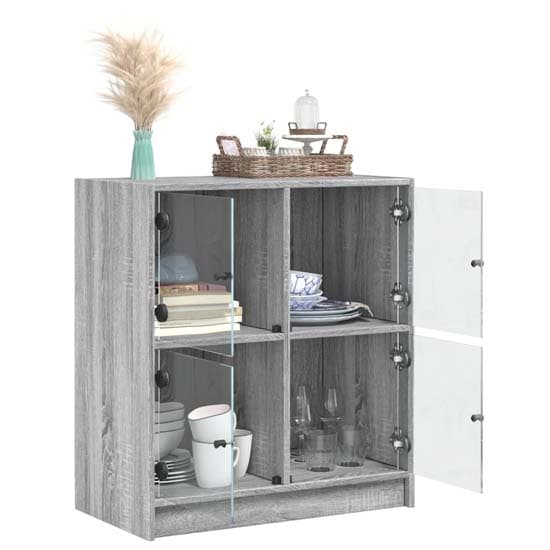 Avila Wooden Side Cabinet With 4 Glass Doors In Grey Sonoma Oak_3