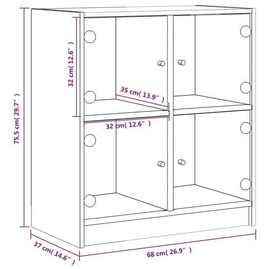 Avila Wooden Side Cabinet With 4 Glass Doors In Grey Sonoma Oak_7