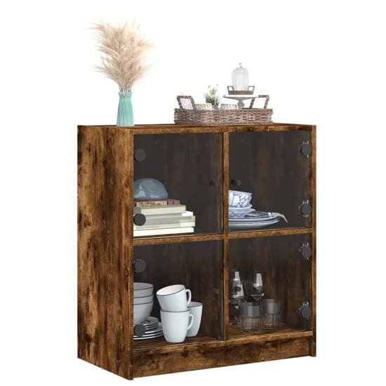 Avila Wooden Side Cabinet With 4 Glass Doors In Smoked Oak_2