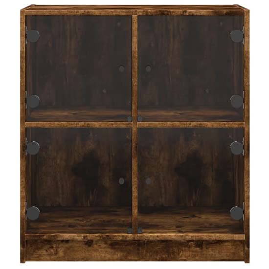 Avila Wooden Side Cabinet With 4 Glass Doors In Smoked Oak_4