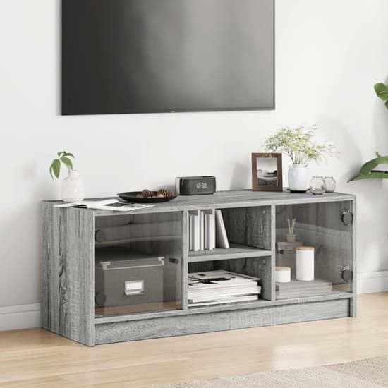 Avila Wooden TV Stand With 2 Glass Doors In Grey Sonoma Oak_1