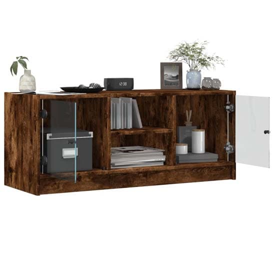 Avila Wooden TV Stand With 2 Glass Doors In Smoked Oak_4