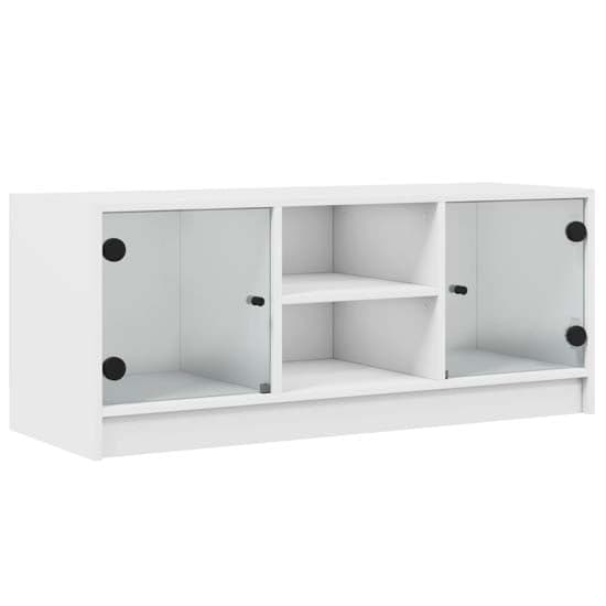 Avila Wooden TV Stand With 2 Glass Doors In White_2