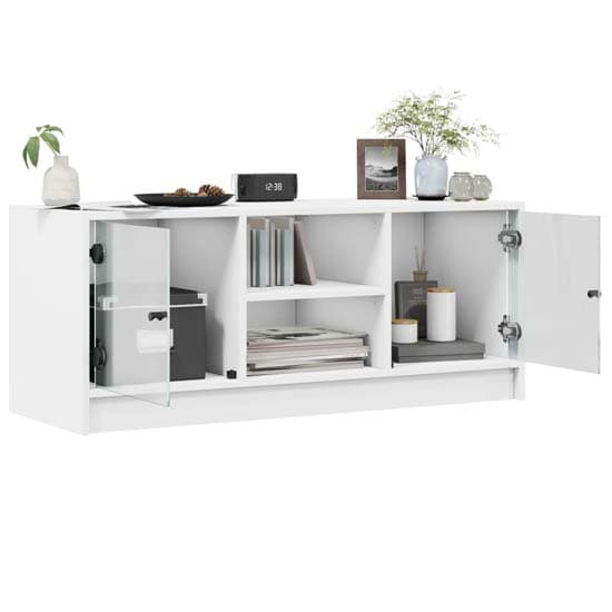 Avila Wooden TV Stand With 2 Glass Doors In White_4