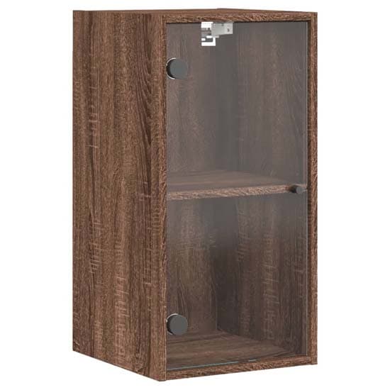 Avila Wooden Wall Cabinet With 1 Glass Door In Brown Oak_2