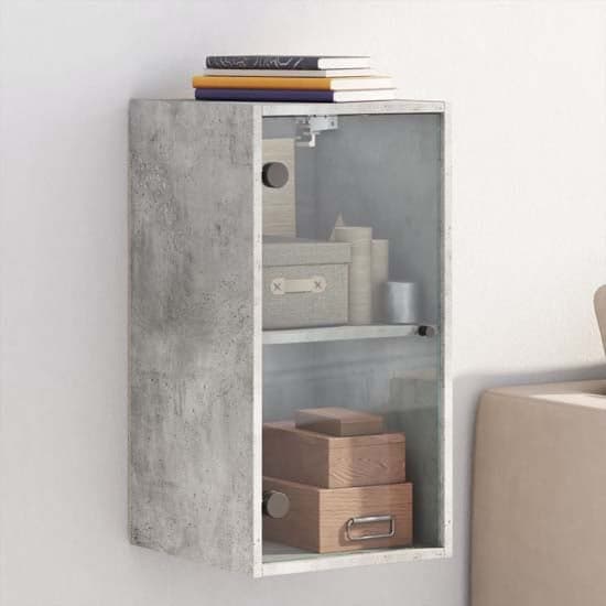 Avila Wooden Wall Cabinet With 1 Glass Door In Concrete Effect_1