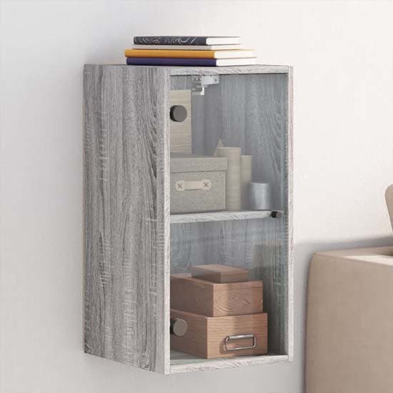 Avila Wooden Wall Cabinet With 1 Glass Door In Grey Sonoma Oak_1