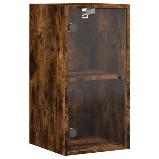 Avila Wooden Wall Cabinet With 1 Glass Door In Smoked Oak_2