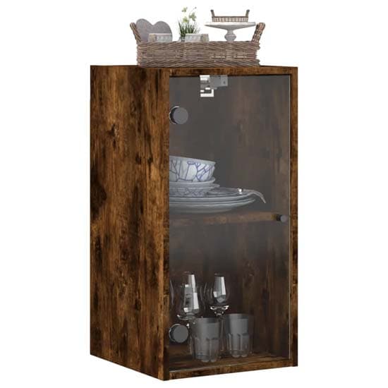 Avila Wooden Wall Cabinet With 1 Glass Door In Smoked Oak_3