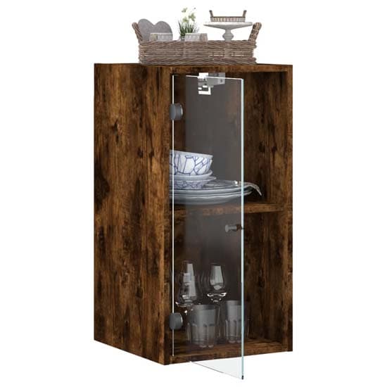 Avila Wooden Wall Cabinet With 1 Glass Door In Smoked Oak_4