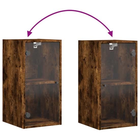 Avila Wooden Wall Cabinet With 1 Glass Door In Smoked Oak_6