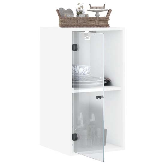 Avila Wooden Wall Cabinet With 1 Glass Door In White_4