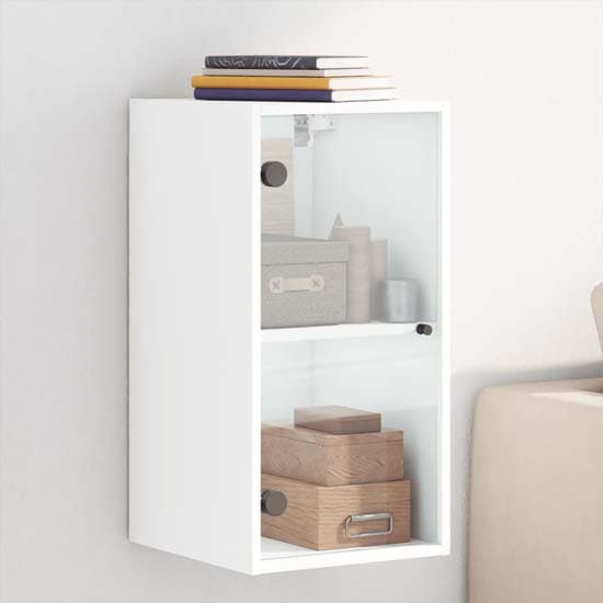 Avila Wooden Wall Cabinet With 1 Glass Door In White_1