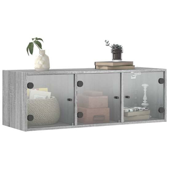 Avila Wooden Wall Cabinet With 3 Glass Doors In Grey Sonoma Oak_2