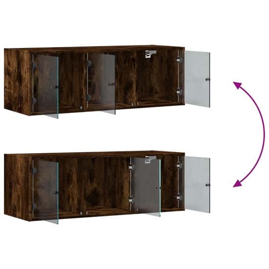 Avila Wooden Wall Cabinet With 3 Glass Doors In Smoked Oak_7
