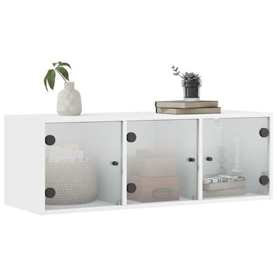 Avila Wooden Wall Cabinet With 3 Glass Doors In White_2