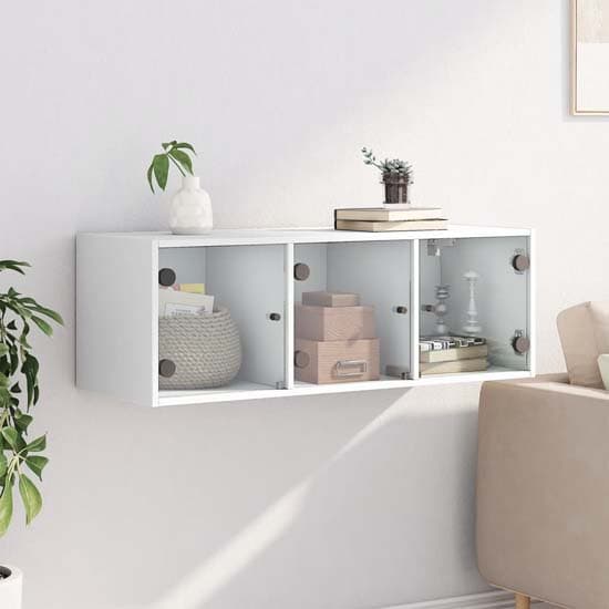Avila Wooden Wall Cabinet With 3 Glass Doors In White_1