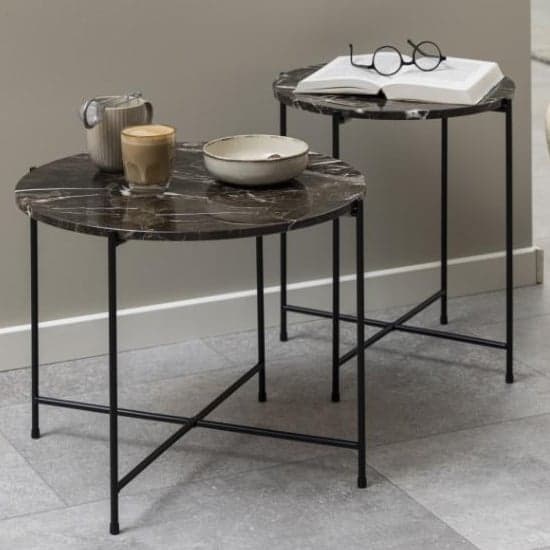 Avilla Marble Stone Side Table Large In Brown Emperador_3