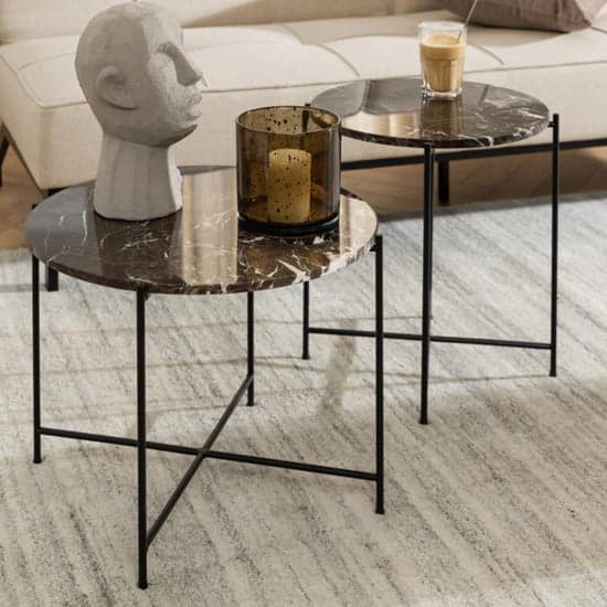 Avilla Marble Stone Side Table Large In Brown Emperador_4