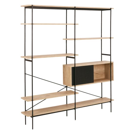 Avilo Wooden 5 Shelves And Door Bookcase In Matt Wild Oak_2