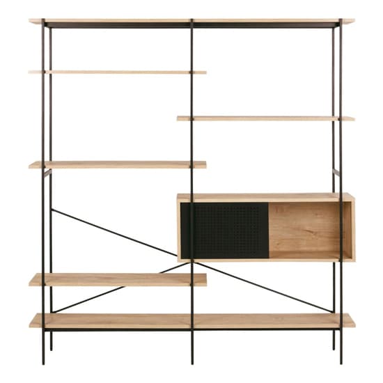 Avilo Wooden 5 Shelves And Door Bookcase In Matt Wild Oak_3