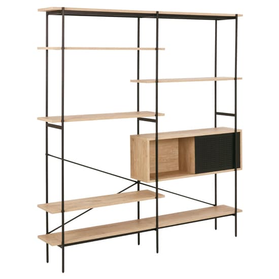 Avilo Wooden 5 Shelves And Door Bookcase In Matt Wild Oak_4