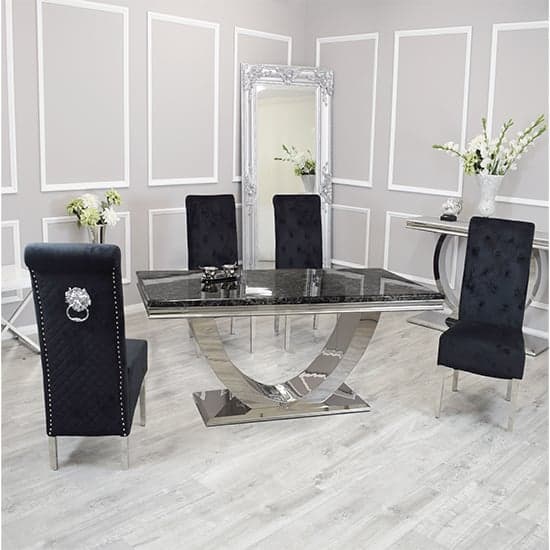 Avon Black Marble Dining Table With 6 Elmira Black Chairs_1
