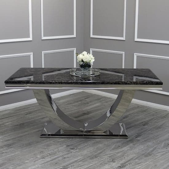 Avon Black Marble Dining Table With 6 Elmira Dark Grey Chairs_2